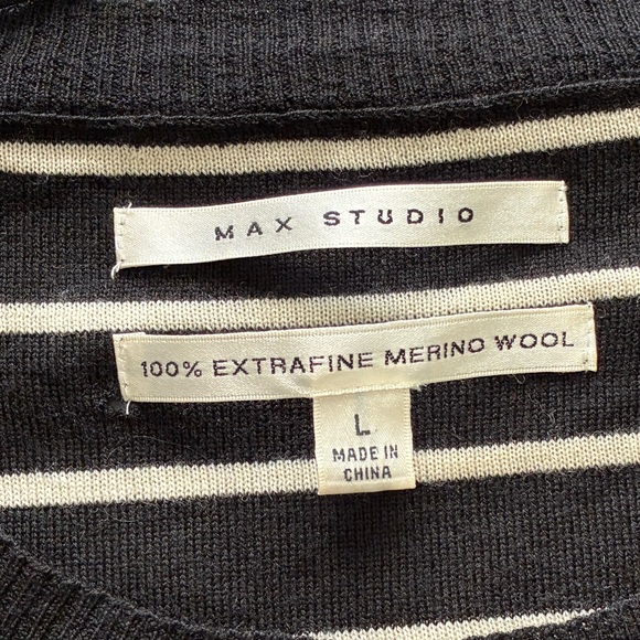 Max Studio Black and Cream Wool Sweater - Picture 2 of 8
